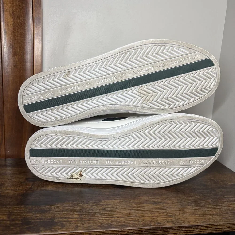 Size 8 - Lacoste Europa Trainers with Green Stripe Super Clean
